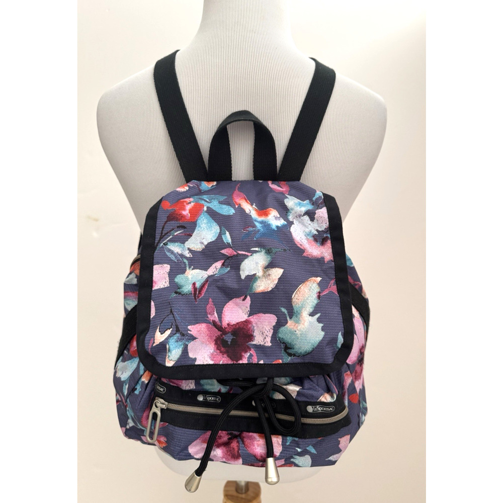 LeSportsac Voyager Backpack Blue Watercolor Floral Ripstop Small Ultra-Light